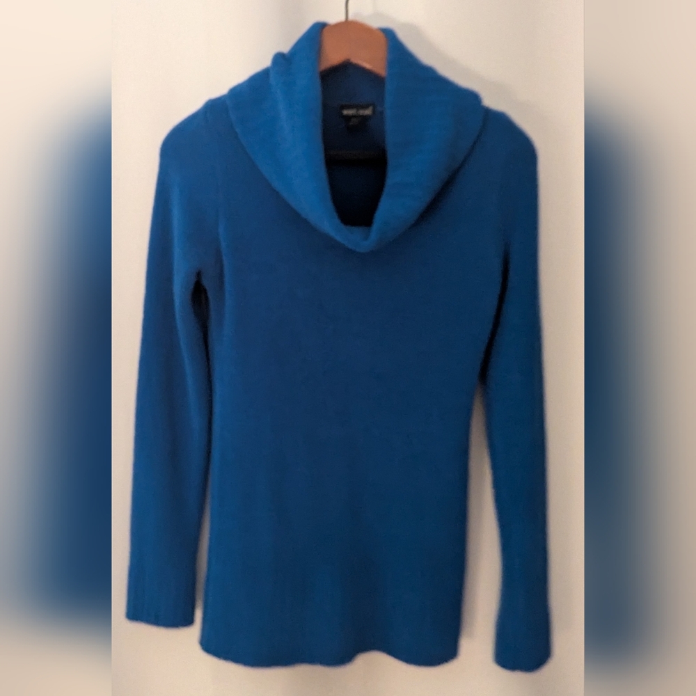 Vintage Authentic 1980s Wet Seal Super Soft Electric Blue Long Sleeve Cowl Neck